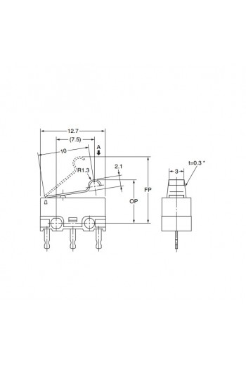 835-363 Micro Interruptor Switch con Lámina 125V 1A, 3 Terminales D2F-L3