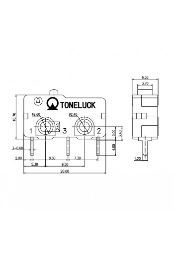 835-360 Micro Interruptor Switch 250V 2A, 3 Terminales, KW12-A