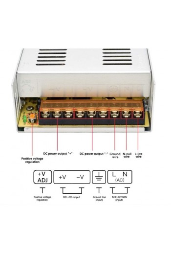 S-300-5 Fuente de Poder Conmutada 5V 60A 300W, Entrada 110-220VAC 260-135