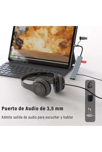 700-081 Adaptador Multipuerto USB Tipo C y USB 3.0, 8 en 1