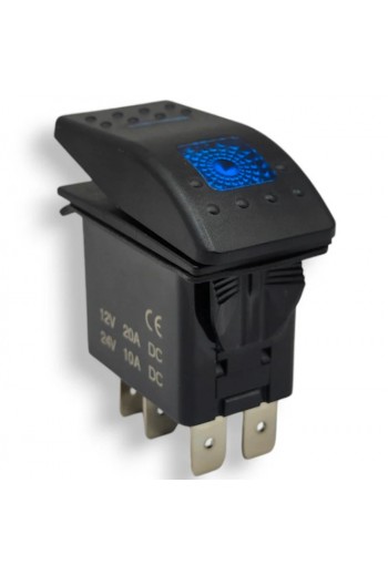 835-174 Switch con 5 Patas y Led Indicador para Luces Auxiliares Color Azul