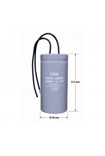 CTA-100-250V Capacitor de Arranque Trabajo 100uF 250V