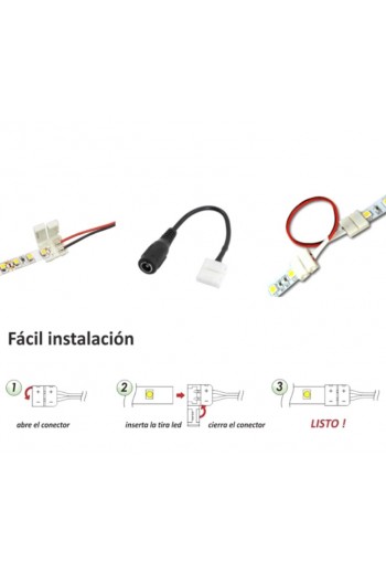 245-938 Conector para Tira LED Monocromática 8 mm con Plug DC 5.5 x 2.1 mm