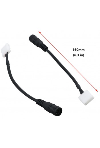 245-938 Conector para Tira LED Monocromática 8 mm con Plug DC 5.5 x 2.1 mm