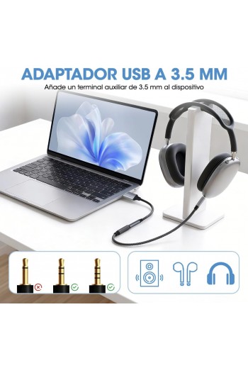  Tarjeta de Sonido Externa USB para Audífonos y Micrófono