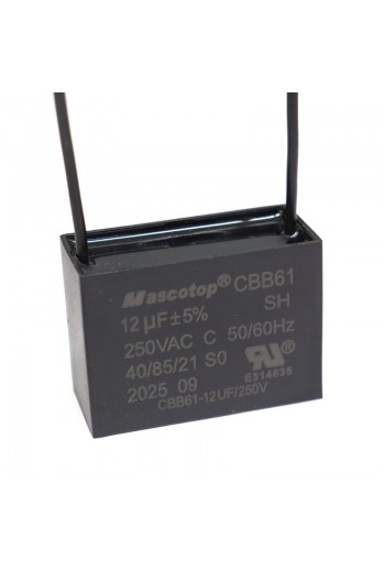 SV-12 Capacitor CBB61 12µF 250VAC 50/60Hz para Ventilador de Techo y Motor Monofásico