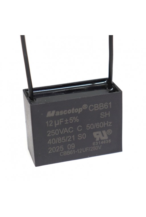 SV-12 Capacitor CBB61 12µF 250VAC 50/60Hz para Ventilador de Techo y Motor Monofásico
