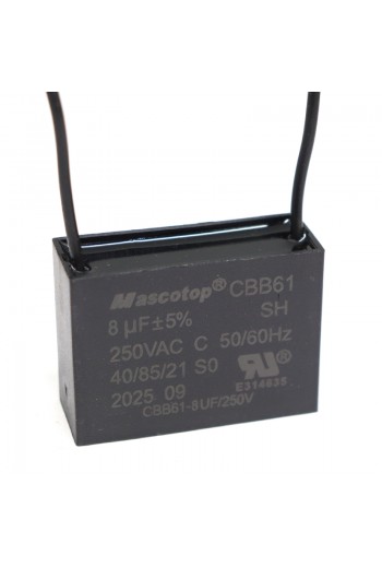 SV-8 Capacitor CBB61 8µF 250VAC 50/60Hz para Ventilador de Techo y Motor Monofásico