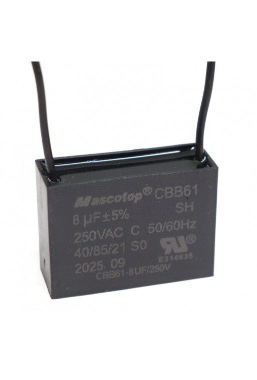 SV-8 Capacitor CBB61 8µF 250VAC 50/60Hz para Ventilador de Techo y Motor Monofásico
