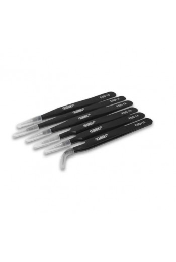 310-002 Juego de 6 Pinzas Tweezer de Precisión Antiestáticas ESD de Acero Inoxidable para Electrónica