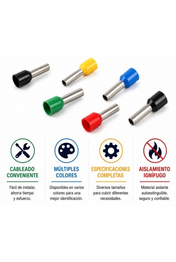 XS-609 Kit de 2120 Terminales Ferrule Aisladas para Cable, 0.5 a 16 mm, con Caja Organizadora