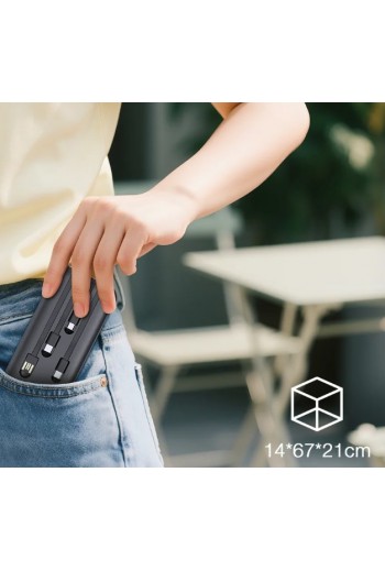 660-1018 Power Bank 10000mAh con Cables USB-C, Lightning, Micro USB y Linterna GAR148