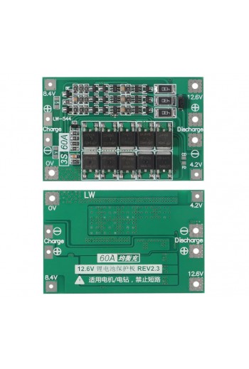 XS-592 Módulo BMS 3S 60A con Balanceo y Protección para 3 Baterías de Litio Li-ion LiPo 12.6V