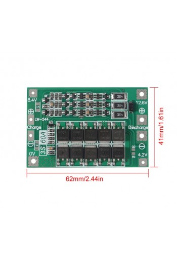 XS-592 Módulo BMS 3S 60A con Balanceo y Protección para 3 Baterías de Litio Li-ion LiPo 12.6V