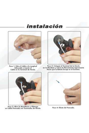 HSC8-6-4A Pinzas Alicates Engarzadoras para Ferrule Calibre 23 a 7 AWG