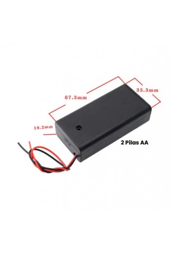 660-1030 Portapilas para 2 Baterías AA con Interruptor ON/OFF, Tapa y Conector 2 Pines